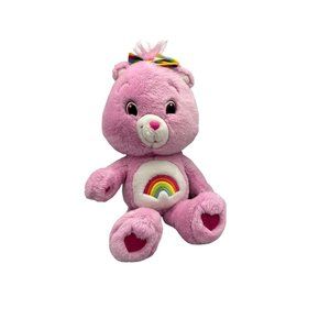 Care Bears Cheer Bear Pink Plush 2008 14” Rainbow Stuffed Animal made by TCFC